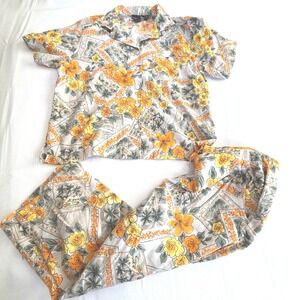 Vintage Erika Petite Floral Two Piece Set Top Pants PXL